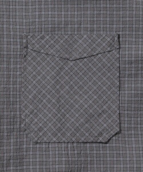 HINSON（ヒンソン）の「HINSON/ヒンソン レギュラーカラー ショートスリーブチェックシャツ/シワ加工/リラックスフィット（シャツ/ブラウス・メンズ・オフホワイト/サックスブルー/グレー・LARGE/MEDIUM）」の17枚目の写真