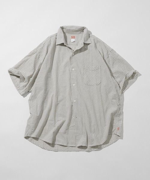 HINSON（ヒンソン）の「HINSON/ヒンソン レギュラーカラー ショートスリーブチェックシャツ/シワ加工/リラックスフィット（シャツ/ブラウス・メンズ・オフホワイト/サックスブルー/グレー・LARGE/MEDIUM）」の22枚目の写真