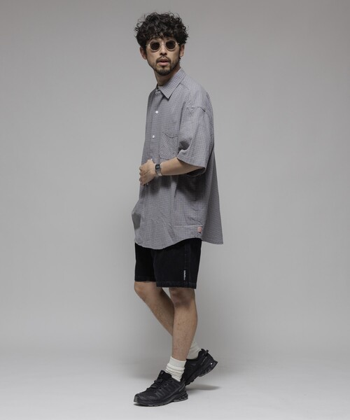 HINSON（ヒンソン）の「HINSON/ヒンソン レギュラーカラー ショートスリーブチェックシャツ/シワ加工/リラックスフィット（シャツ/ブラウス・メンズ・オフホワイト/サックスブルー/グレー・LARGE/MEDIUM）」の16枚目の写真