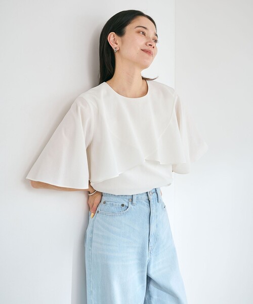 セール】Breeze Cool ケープ ブラウス -マシンウォッシャブル・吸水速