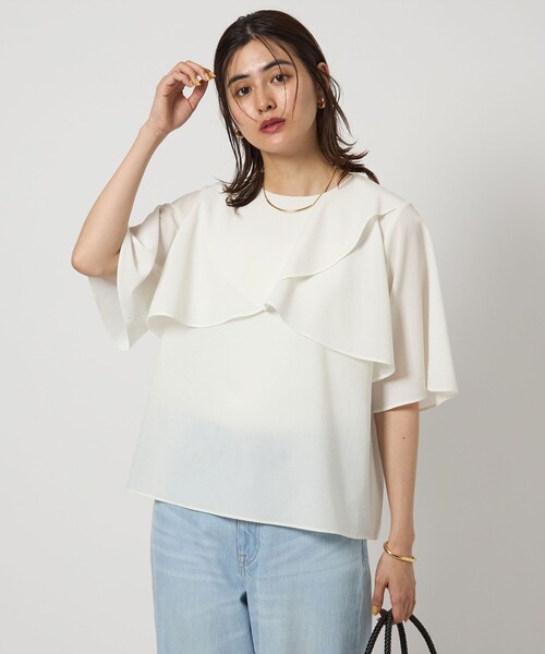 green label relaxing Breeze Coolケープ ブラウス セール】Breeze Cool ケープ ブラウス -マシンウォッシャブル・吸水速