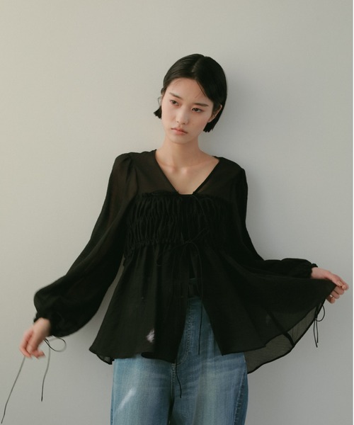 シャーリングチュニックトップス（シャツ/ブラウス）｜CASA FLINE