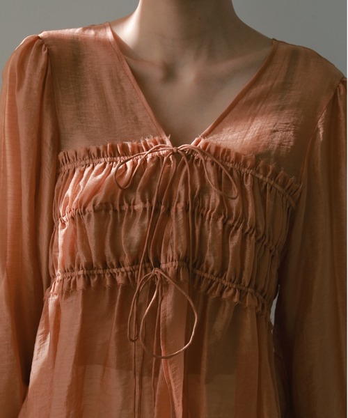 セール】シャーリングチュニックトップス（シャツ/ブラウス）｜CASA