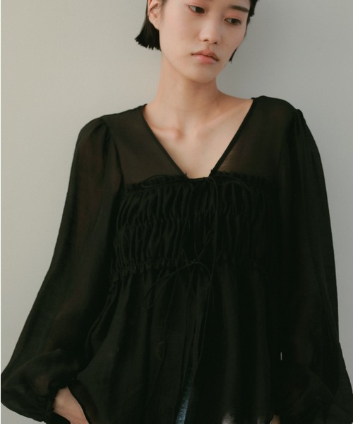 セール】シャーリングチュニックトップス（シャツ/ブラウス）｜CASA