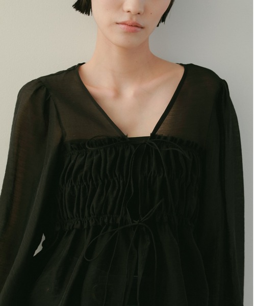 セール】シャーリングチュニックトップス（シャツ/ブラウス）｜CASA