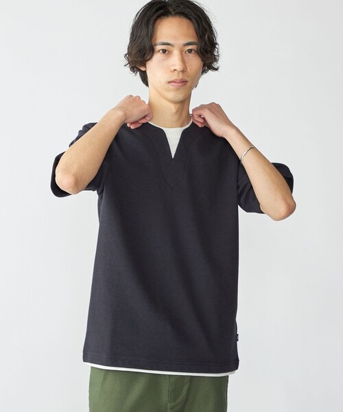 SHIPS(シップス)の「SHIPS: キー ネック フェイクレイヤード Tシャツ(Tシャツ/カットソー・メンズ・ライトグレー/ライトブルー/ネイビー/オフホワイト・SMALL/MEDIUM/LARGE/X-LARGE)」の1枚目の写真
