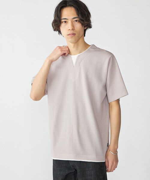 SHIPS(シップス)の「SHIPS: キー ネック フェイクレイヤード Tシャツ(Tシャツ/カットソー・メンズ・ライトグレー/ライトブルー/ネイビー/オフホワイト・SMALL/MEDIUM/LARGE/X-LARGE)」の3枚目の写真