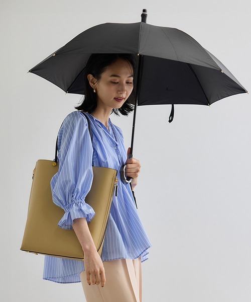 ROPE'（ロペ）の「【晴雨兼用・高機能】スライド式 ショートバンブーパラソル【UVカット/遮光・遮熱・防水効果】（長傘・レディース・ピンク系その他2/ブラック/ブルー系その他4/オフホワイト・FREE）」の3枚目の写真