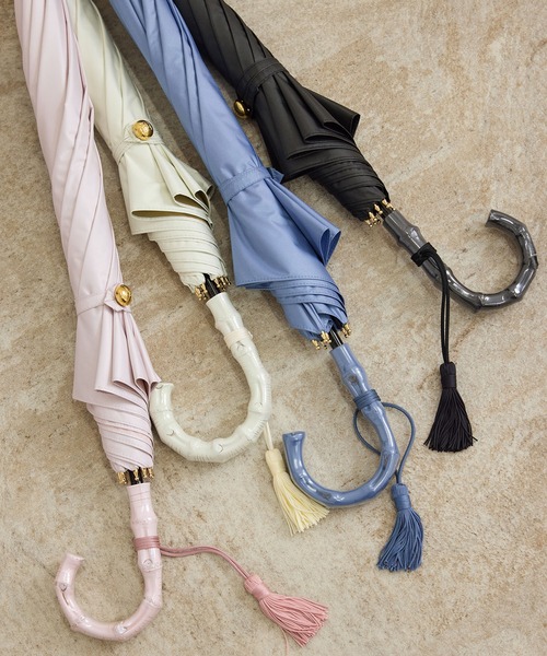 ROPE'（ロペ）の「【晴雨兼用・高機能】スライド式 ショートバンブーパラソル【UVカット/遮光・遮熱・防水効果】（長傘・レディース・ピンク系その他2/ブラック/ブルー系その他4/オフホワイト・FREE）」の16枚目の写真