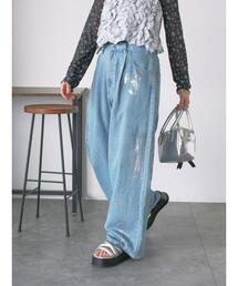 ehka sopo | 箔プリントワイドデニムパンツ(デニムパンツ)