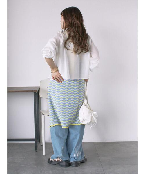 ehka sopo(エヘカソポ)の「箔プリントワイドデニムパンツ(デニムパンツ・レディース・ブルー/サックスブルー/グレー・F)」の18枚目の写真