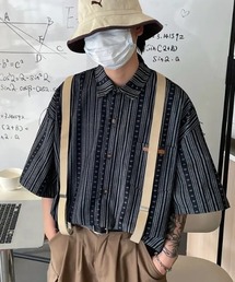 GEMEDA（ジェメダ）の「古着風ストライプ柄ビッグ半袖シャツ（シャツ/ブラウス）」