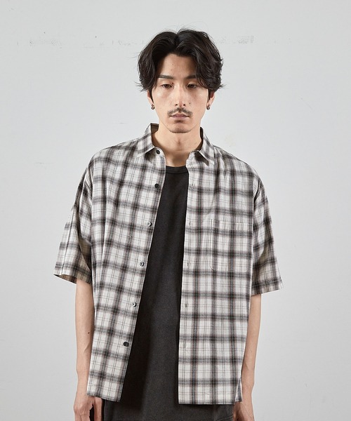 RATTLE TRAP（ラトルトラップ）の「アメリカンチェックレギュラーカラー半袖シャツ（シャツ/ブラウス・メンズ・ネイビー/サックスブルー・L/M/LL）」の4枚目の写真