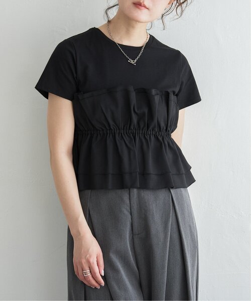 新品未使用　BUSTIER AND T-SHIRT ブラック　ビスチェ付き セール】ビスチェレーヤードプルオーバー（Tシャツ/カットソー
