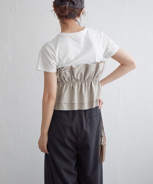 notch.(ノッチ)の「ビスチェレーヤードプルオーバー(Tシャツ/カットソー・レディース・ブラック/グレイッシュベージュ・M)」の5枚目の写真