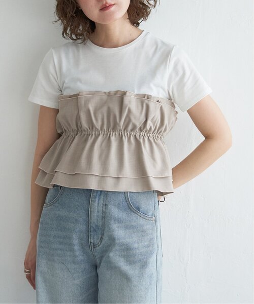 notch.(ノッチ)の「ビスチェレーヤードプルオーバー(Tシャツ/カットソー・レディース・ブラック/グレイッシュベージュ・M)」の10枚目の写真