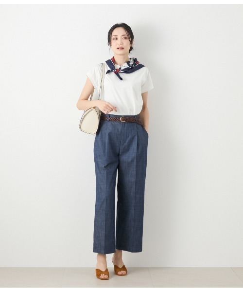 NEWYORKER(ニューヨーカー)の「【UVカット・透け防止・遮熱】ソルシールド フレンチスリーブTシャツ(Tシャツ/カットソー・レディース・ベージュ系その他/ホワイト・M/L)」の8枚目の写真