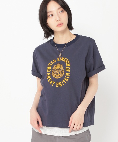 studio CLIP(スタディオクリップ)の「【daily CLIP】カレッジデザインTシャツ(Tシャツ/カットソー・レディース・オフホワイト/ネイビー/チェリーレッド・FREE)」の2枚目の写真