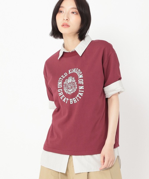 studio CLIP(スタディオクリップ)の「【daily CLIP】カレッジデザインTシャツ(Tシャツ/カットソー・レディース・オフホワイト/ネイビー/チェリーレッド・FREE)」の3枚目の写真
