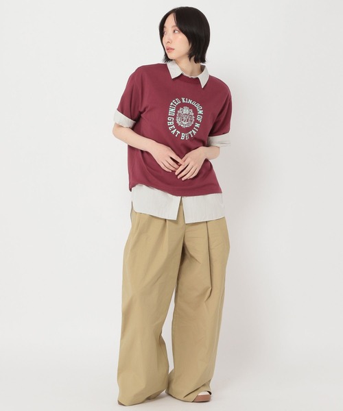 studio CLIP(スタディオクリップ)の「【daily CLIP】カレッジデザインTシャツ(Tシャツ/カットソー・レディース・オフホワイト/ネイビー/チェリーレッド・FREE)」の21枚目の写真