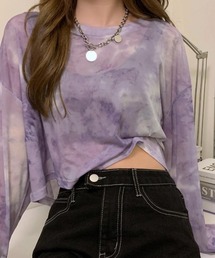 無地のシアー素材に飽きたら次はタイダイ柄。夏服UV対策にも長袖シアートップス