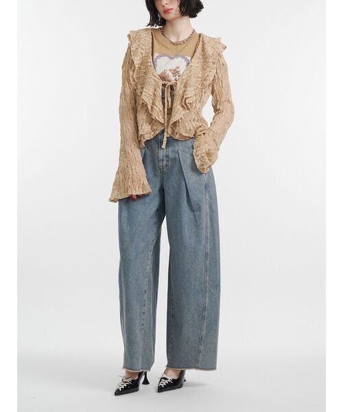 jouetie（ジュエティ）の「ラッフルフリルレースブラウス（シャツ/ブラウス・レディース・ブラック/オフホワイト/ベージュ・MEDIUM）」の8枚目の写真