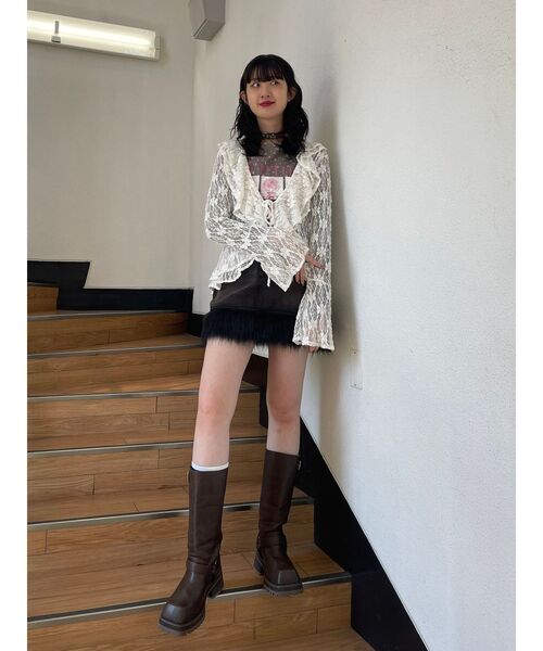 jouetie（ジュエティ）の「ラッフルフリルレースブラウス（シャツ/ブラウス・レディース・ブラック/オフホワイト/ベージュ・MEDIUM）」の14枚目の写真