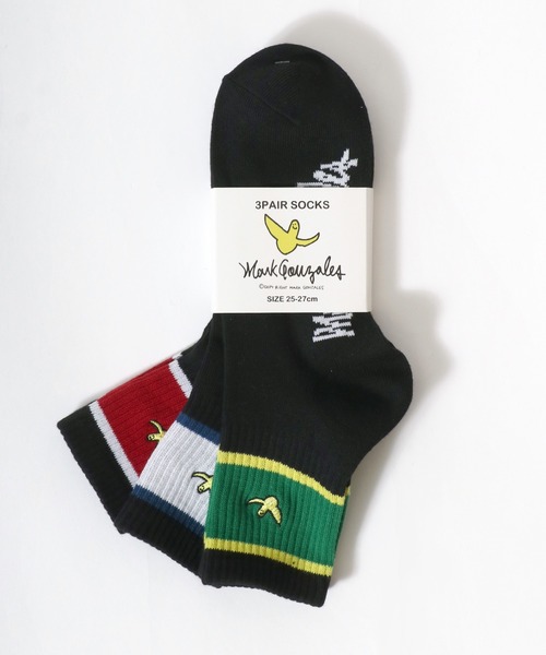 Mark Gonzales（マーク・ゴンザレス）の「MARK GONZALES/マークゴンザレス 3足セット ラインソックス クオーターソックス ショートソックス スニーカーソックス 靴下（ソックス/靴下・メンズ・ブラック/ホワイト・25-27CM）」の7枚目の写真