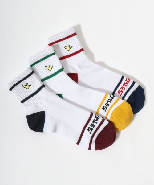 Mark Gonzales（マーク・ゴンザレス）の「MARK GONZALES/マークゴンザレス 3足セット ラインソックス クオーターソックス ショートソックス スニーカーソックス 靴下（ソックス/靴下・メンズ・ブラック/ホワイト・25-27CM）」の4枚目の写真