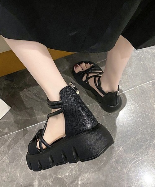 WESTSEA(ウエストシー)の「リボン ストラップ 厚底サンダル フラットタイプ(サンダル・レディース・オフホワイト/ブラック・23.5cm/23cm/24.5cm/24cm)」の11枚目の写真