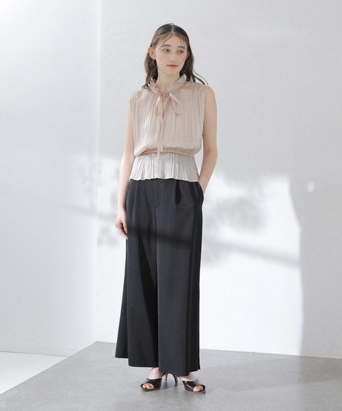 La TOTALITE(ラトータリテ)の「【洗える】2WAYシルキープリーツブラウス(シャツ/ブラウス・レディース・ピンク系その他/ブラウン・36/38)」の6枚目の写真