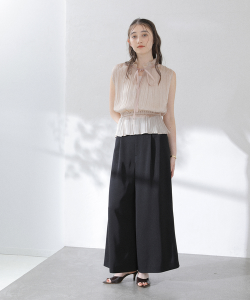 La TOTALITE(ラトータリテ)の「【洗える】2WAYシルキープリーツブラウス(シャツ/ブラウス・レディース・ピンク系その他/ブラウン・36/38)」の7枚目の写真