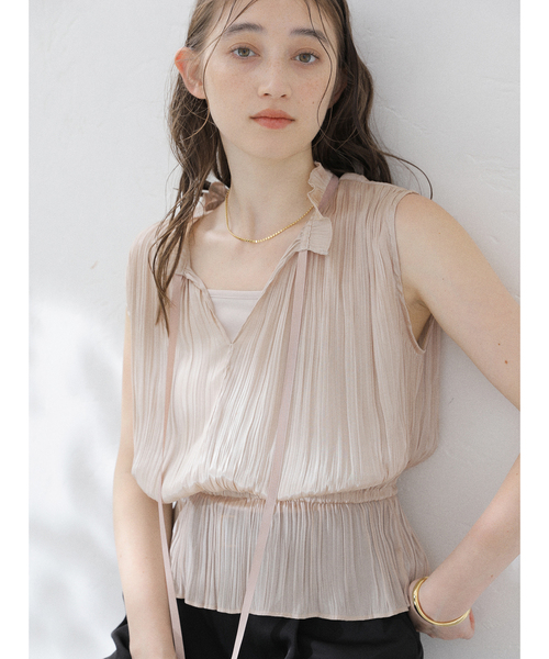 La TOTALITE(ラトータリテ)の「【洗える】2WAYシルキープリーツブラウス(シャツ/ブラウス・レディース・ピンク系その他/ブラウン・36/38)」の9枚目の写真