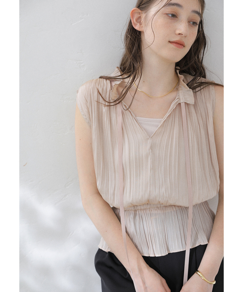 La TOTALITE(ラトータリテ)の「【洗える】2WAYシルキープリーツブラウス(シャツ/ブラウス・レディース・ピンク系その他/ブラウン・36/38)」の10枚目の写真