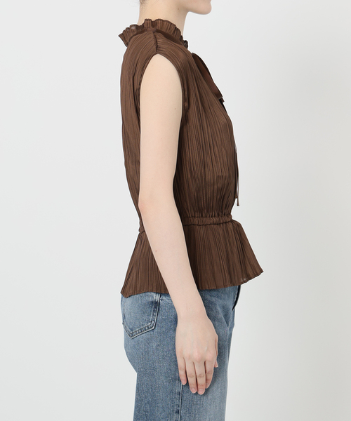 La TOTALITE(ラトータリテ)の「【洗える】2WAYシルキープリーツブラウス(シャツ/ブラウス・レディース・ピンク系その他/ブラウン・36/38)」の15枚目の写真