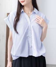 CLEAR BASIC | バックスピンドル裾タックフレンチスリーブブラウス[オフィスカジュアル 着回し抜群]≪CLEAR BASIC≫(シャツ/ブラウス)