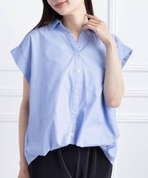 CLEAR BASIC | バックスピンドル裾タックフレンチスリーブブラウス[オフィスカジュアル 着回し抜群]≪CLEAR BASIC≫(シャツ/ブラウス)