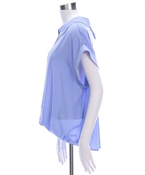 CLEAR BASIC（クリアベーシック）の「バックスピンドル裾タックフレンチスリーブブラウス[オフィスカジュアル 着回し抜群]（シャツ/ブラウス・レディース・オフホワイト/ブラック/ピンク/サックスブルー/ブルー系その他/ピンク系その他/ホワイト系その他・F）」の13枚目の写真