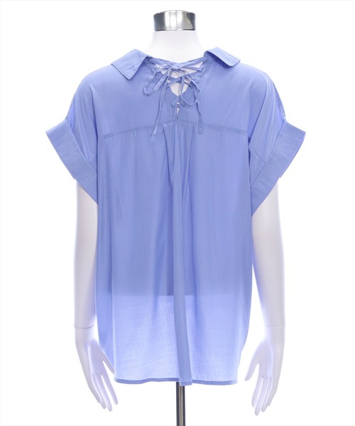 CLEAR BASIC（クリアベーシック）の「バックスピンドル裾タックフレンチスリーブブラウス[オフィスカジュアル 着回し抜群]（シャツ/ブラウス・レディース・オフホワイト/ブラック/ピンク/サックスブルー/ブルー系その他/ピンク系その他/ホワイト系その他・F）」の15枚目の写真