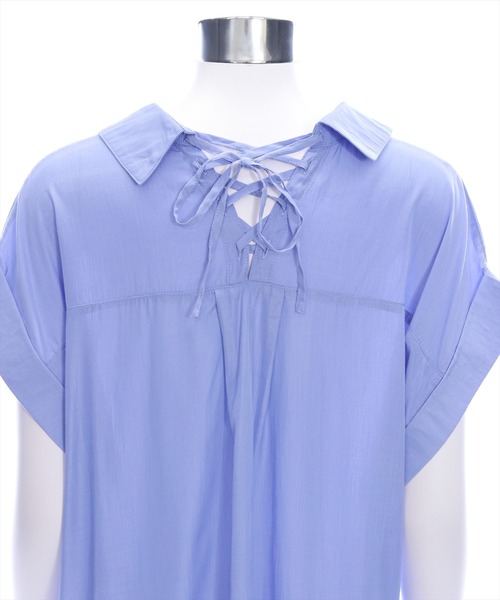 CLEAR BASIC（クリアベーシック）の「バックスピンドル裾タックフレンチスリーブブラウス[オフィスカジュアル 着回し抜群]（シャツ/ブラウス・レディース・オフホワイト/ブラック/ピンク/サックスブルー/ブルー系その他/ピンク系その他/ホワイト系その他・F）」の16枚目の写真