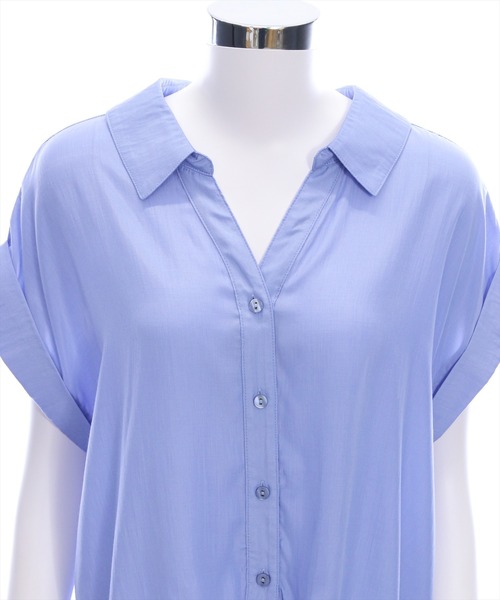 CLEAR BASIC（クリアベーシック）の「バックスピンドル裾タックフレンチスリーブブラウス[オフィスカジュアル 着回し抜群]（シャツ/ブラウス・レディース・オフホワイト/ブラック/ピンク/サックスブルー/ブルー系その他/ピンク系その他/ホワイト系その他・F）」の17枚目の写真