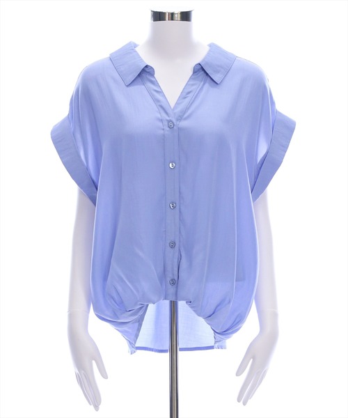 CLEAR BASIC（クリアベーシック）の「バックスピンドル裾タックフレンチスリーブブラウス[オフィスカジュアル 着回し抜群]（シャツ/ブラウス・レディース・オフホワイト/ブラック/ピンク/サックスブルー/ブルー系その他/ピンク系その他/ホワイト系その他・F）」の22枚目の写真