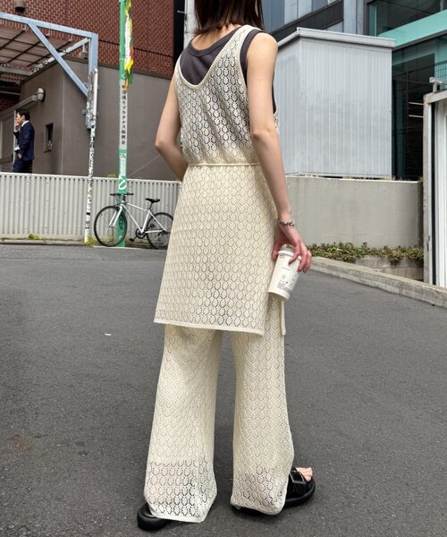 CLANE アイボリー レース編み チュニック かぎ針風レースドッキングキャミチュニック - ベルーナ【公式】