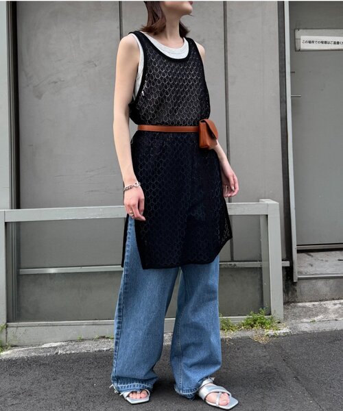 CIAOPANIC TYPY（チャオパニックティピー）の「レース編みニットチュニック（ニット/セーター・レディース・キャメル/ブラック/オフホワイト・ONE SIZE）」の16枚目の写真