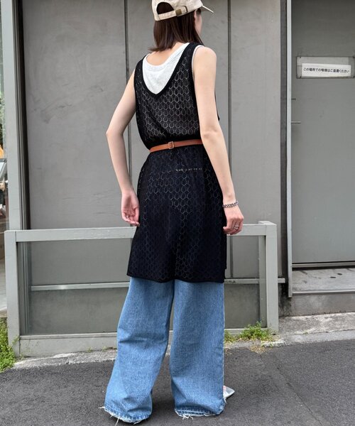 CIAOPANIC TYPY（チャオパニックティピー）の「レース編みニットチュニック（ニット/セーター・レディース・キャメル/ブラック/オフホワイト・ONE SIZE）」の18枚目の写真