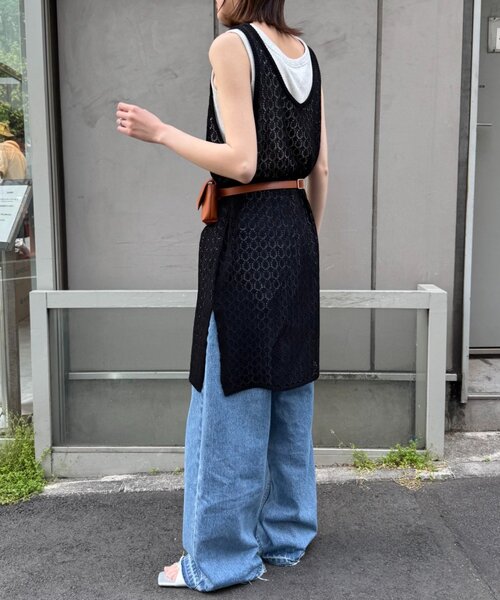 CIAOPANIC TYPY（チャオパニックティピー）の「レース編みニットチュニック（ニット/セーター・レディース・キャメル/ブラック/オフホワイト・ONE SIZE）」の19枚目の写真