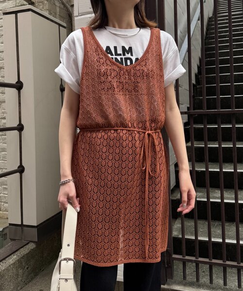 CIAOPANIC TYPY（チャオパニックティピー）の「レース編みニットチュニック（ニット/セーター・レディース・キャメル/ブラック/オフホワイト・ONE SIZE）」の20枚目の写真