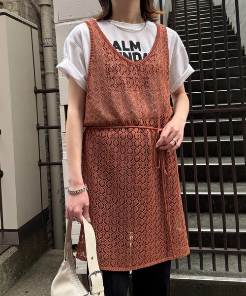 CIAOPANIC TYPY（チャオパニックティピー）の「レース編みニットチュニック（ニット/セーター・レディース・キャメル/ブラック/オフホワイト・ONE SIZE）」の21枚目の写真