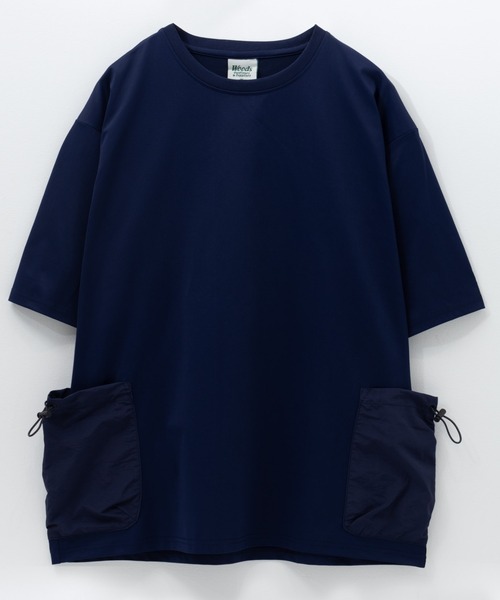 Mac-House(マックハウス)の「WOODS ドローコードポケットTシャツ【UVカット】(Tシャツ/カットソー・メンズ・ホワイト/ネイビー/ブラック/カーキ・M/L/XL)」の4枚目の写真
