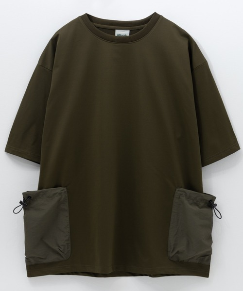 Mac-House(マックハウス)の「WOODS ドローコードポケットTシャツ【UVカット】(Tシャツ/カットソー・メンズ・ホワイト/ネイビー/ブラック/カーキ・M/L/XL)」の1枚目の写真